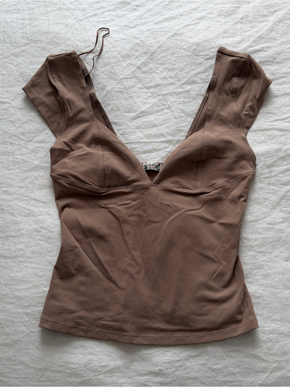 Free People Soft V-Neck Brown Cap Sleeve Tank